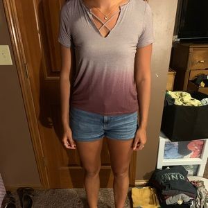 Striped ombré short sleeve tee